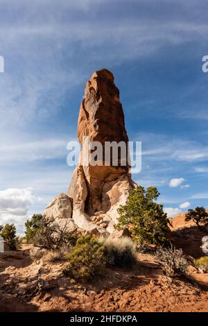 Blick auf die Dark Angel Formation im Arches National Park Stockfoto