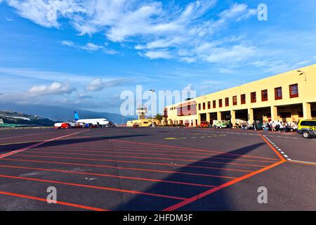 Vorfeld des Flughafens in La palma Stockfoto