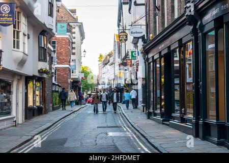 Niedrige Petergate in York Stockfoto