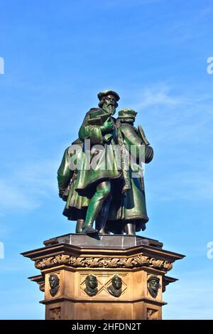 Statue von Johannes Gutenberg, in Frankfurt, Erfinder des Buchdrucks Stockfoto