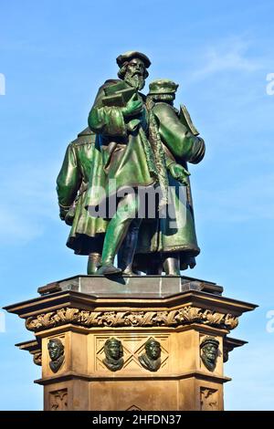 Statue von Johannes Gutenberg, in Frankfurt, Erfinder des Buchdrucks Stockfoto