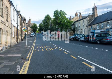 Castle Street in Warkworth, Northumberland Stockfoto