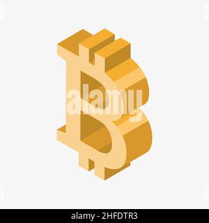 Vektorgrafik im Bitcoin 3D-Stil. BTC-Symbol Stock Vektor