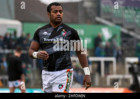 Galway, Irland. 16th Januar 2022. Kini MURIMURIVALU von Leicester während des Heineken Champions Cup, Runde 3, Pool B-Match zwischen Connacht Rugby und Leicester Tigers am 15. Januar 2022 auf dem Sportplatz in Galway, Irland (Foto von Andrew SURMA/ Quelle: SIPA USA/Alamy Live News Stockfoto