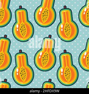 Papaya Frucht nahtlose Muster Vektor Illustration Stock Vektor