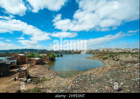 Antananarivo ist die Hauptstadt Madagaskars, im zentralen Hochland der Insel. Stockfoto