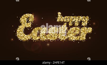 Frohe Ostern. Glitzernder Text auf dunklem Hintergrund. Stock Vektor