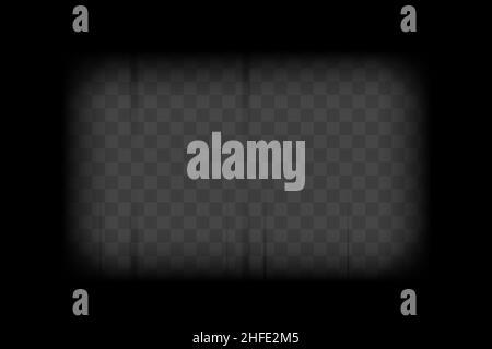Altes, transparentes Overlay-Modell mit Kinorahmen. Vektorgrafik für leere Filmstreifen. Stock Vektor