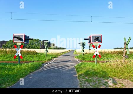 Bahnübergang in der Natur Stockfoto