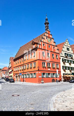 Berühmte alte romantische mittelalterliche Stadt Dinkelsbühl in Bayern, Germay. Stockfoto