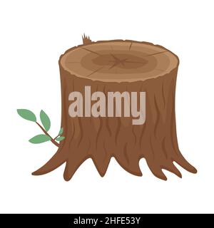 Baumstumpf, Farbe isoliert Vektor-Illustration in Cartoon-Stil. Stock Vektor