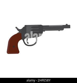 Isolierter Revolver, farbisolierte Vektordarstellung auf weißem Hintergrund. Stock Vektor