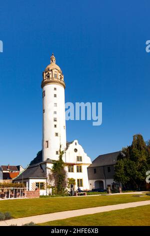 Berühmten mittelalterlichen Hoechster Schlossturm in Frankfurt Hoechst Stockfoto