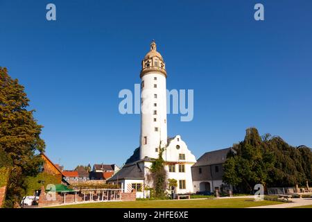 Berühmten mittelalterlichen Hoechster Schlossturm in Frankfurt Hoechst Stockfoto