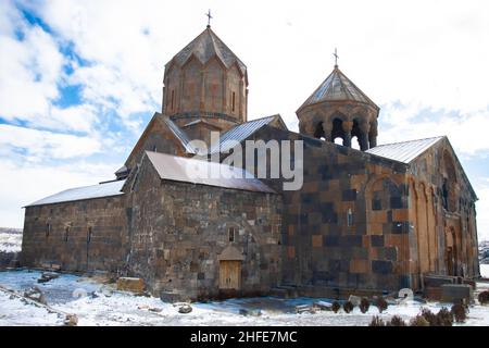 Hovhannawank Kloster im Winter, Dorf Ohanavan, Aragatsotn Provinz von Armenien Stockfoto