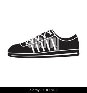 Sneaker Icon Schablone schwarz, isolierte Vektor-Illustration auf weißem Hintergrund. Stock Vektor