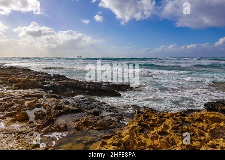 Das Wrack der MS Demetrios II der Küste der Insel Zypern, EU, östliches Mittelmeer, Mittlerer Osten Stockfoto