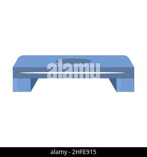 Blaue und orangefarbene Kunststoff-Trittplattform für Aerobic, Vektorgrafik auf weißer Hintergrundseite und allgemeiner Ansicht Stock Vektor