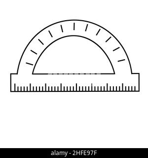 Winkelmesser zum Messen von Winkeln, schwarzer isolierter Vektor in flacher Ausführung Stock Vektor