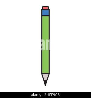 Bleistift - Vektor-Symbol in schwarz auf weißem Hintergrund.Bleistift zum Zeichnen, Büro Schreibwaren Farbe isoliert Vektor in flachem Stil Stock Vektor