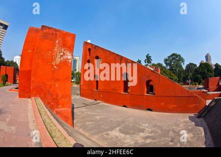 Astronomisches Observatorium Jantar Mantar in Delhi Stockfoto