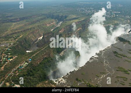 Luftaufnahme der Victoria Falls in Simbabwe in Afrika Stockfoto