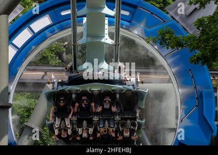 Hochwertige Bilder Alton Towers UK Theme Park und Achterbahnen, einschließlich Nemesis, Smiler, RITA AIR Stockfoto