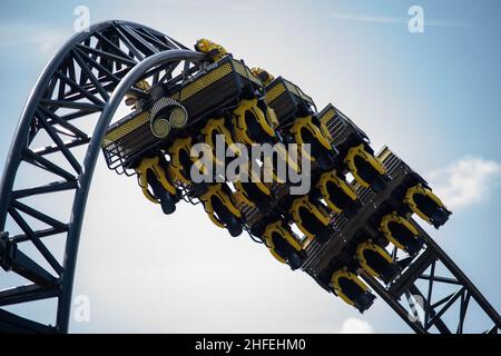 Hochwertige Bilder Alton Towers UK Theme Park und Achterbahnen, einschließlich Nemesis, Smiler, RITA AIR Stockfoto