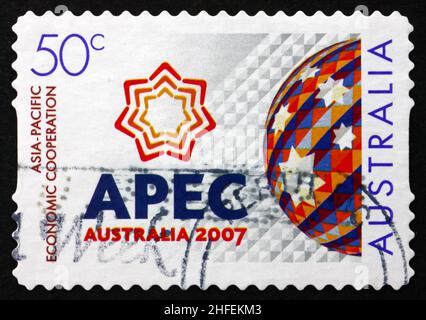 AUSTRALIEN - UM 2006: Eine in Australien gedruckte Briefmarke zeigt das Asia-Pacific Economic Cooperation Forum, Sydney, um 2006 Stockfoto