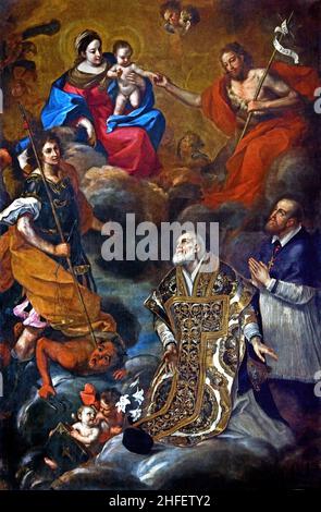 Cappella di San Michele Arcangelo von Bartolomeo Garavoglia da Cresscentino die mittelalterliche Kathedrale des Hl. Johannes des Täufers (Duomo di Torino - Cattedrale di San Giovanni Battista ) 1491–1498, Turin, Italien, Italienisch, Bartolomeo Caravoglia (aktiv 1660–1673) war ein italienischer Maler des Barock. Stockfoto