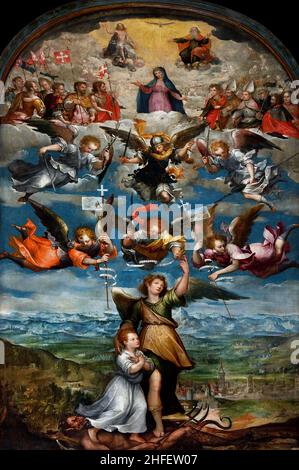 Cappella di San Michele Arcangelo von Bartolomeo Garavoglia da Cresscentino die mittelalterliche Kathedrale des Hl. Johannes des Täufers (Duomo di Torino - Cattedrale di San Giovanni Battista ) 1491–1498, Turin, Italien, Italienisch, Bartolomeo Caravoglia (aktiv 1660–1673) war ein italienischer Maler des Barock. Stockfoto