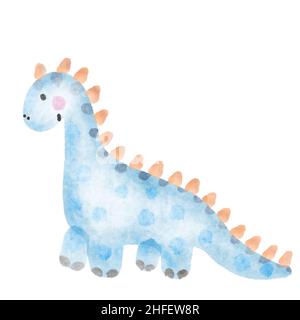 Set von kindischen Dinosaurier, niedlichen Aquarell Baby Illustration Stockfoto