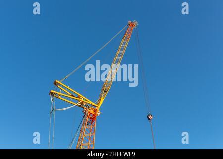 Baukran auf der Baustelle der Co-op Live Arena, Manchester, Großbritannien. Stockfoto