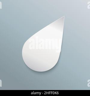 Weißes Papier, Piktogramm für Wassertropfen oder Regentropfen Infografik auf blaugrauem Hintergrund. Vektorgrafik. EPS 10-Vektordatei. Stock Vektor