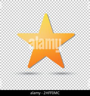 goldenes Sternsymbol , glänzendes gelbes Sternsymbol mit Trophäe 3D. Symbol für Führung oder Bewertung auf überprüften transparenten Hintergrund. Vektorgrafik. Ep Stock Vektor