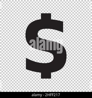 Dollar-Symbol. Geldzeichen auf überprüften transparenten Hintergrund. Vektorgrafik. EPS 10-Vektordatei. Stock Vektor