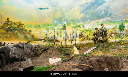 Diorama, das die Niederlage der Nazi-Truppen in Belarus darstellt. Weißrussisches Museum Des Grossen Vaterländischen Krieges In Minsk, Weißrussland Stockfoto