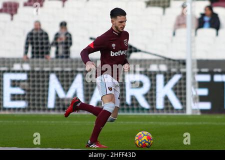 LONDON, Großbritannien JAN 16th Declan Rcy von West Ham United während des Premier League-Spiels zwischen West Ham United und Leeds United am Sonntag, 16th. Januar 2022 im London Stadium, Stratford. (Kredit: Michael Driver | MI Nachrichten) Kredit: MI Nachrichten & Sport /Alamy Live Nachrichten Stockfoto