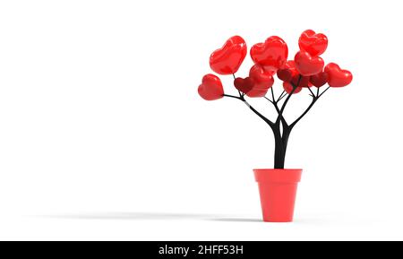 Baum der Liebe mit Herzen - 3D Rendering Stockfoto