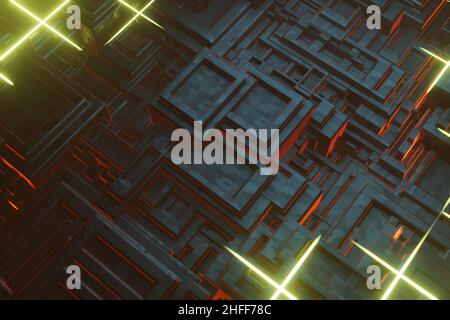 Computerprozessorchip auf einer Leiterplatte mit Mikrochips. AI. Leiterplatte. Technologiehintergrund. CPU für zentrale Computerprozessoren. Mainboard Dig Stockfoto
