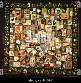 Crazy Quilt with Animals, New York, 1886. Stockfoto