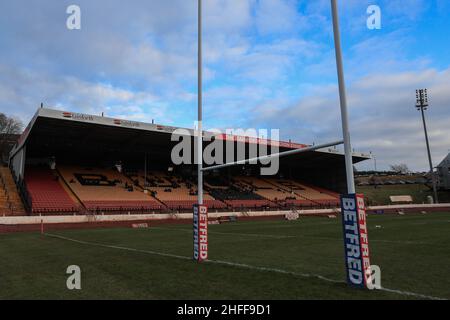 Bradford, Großbritannien. 16th Januar 2022. Allgemeiner Blick in das Odsal Stadium vor dem heutigen Spiel in Bradford, Großbritannien am 1/16/2022. (Foto von James Heaton/News Images/Sipa USA) Quelle: SIPA USA/Alamy Live News Stockfoto