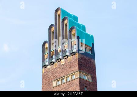 Jahrgang suchen Hochzeitsturm Turm an Kuenstler Kolonie Künstlerkolonie in Darmstadt Deutschland Stockfoto