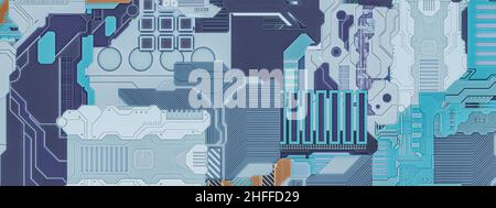 Hintergrund der Elektronikkarte 3D Abbildung. Stockfoto