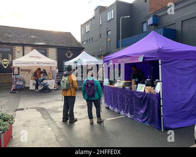 Veganer Lebensmittelmarkt Wolverton Milton Keynes Großbritannien Stockfoto