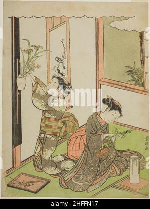 Blumenarranging, Japan, c. 1769. Stockfoto