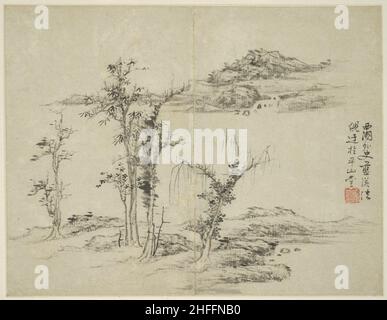 Landschaft im Stil alter Meister: Nach Ni Zan (1301-1374), China, Ming-Dynastie (1368-1644), 1642. Stockfoto