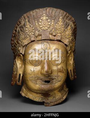 Kopf von Bhairava, Eine schreckliche Form des Gottes Shiva, Malla-Zeit, 16th/17th Jahrhundert. Eine Manifestation von Shiva, verbunden mit Vernichtung. Stockfoto