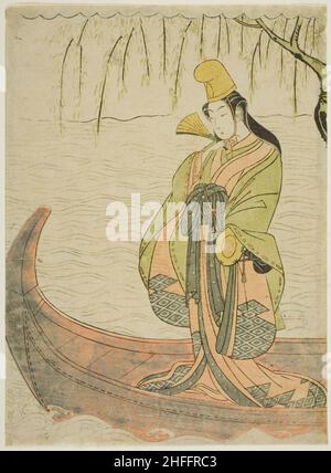 Shirabyoshi Tänzerin im Asazuma Boot, c. 1769/70. Stockfoto