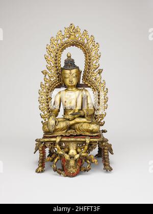 Buddha triumphiert über Mara (Maravijaya), 16th. Jahrhundert. Stockfoto